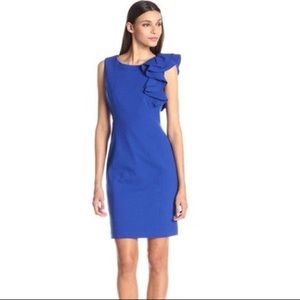 Calvin Klein Blue Sleeveless Dress with Ruffle